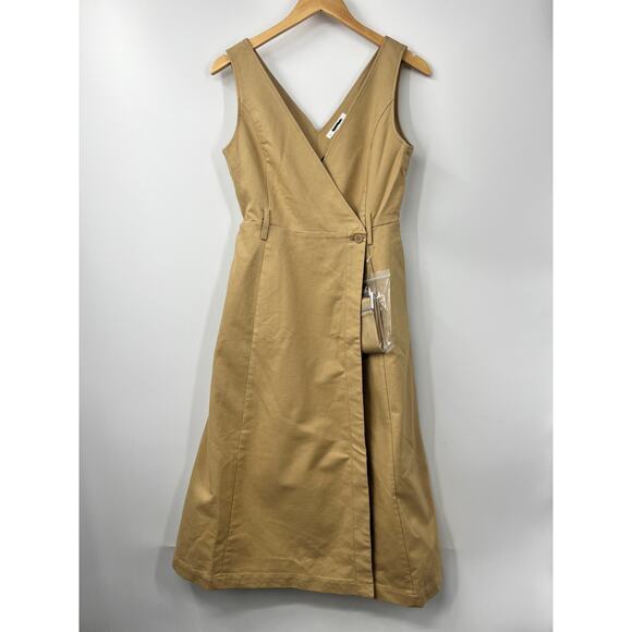 Moussy Dresses & Skirts - MOUSSY‎ Women's V Neck Belted Waist Denim Dress Sleeveless Solid Khaki Size S 1